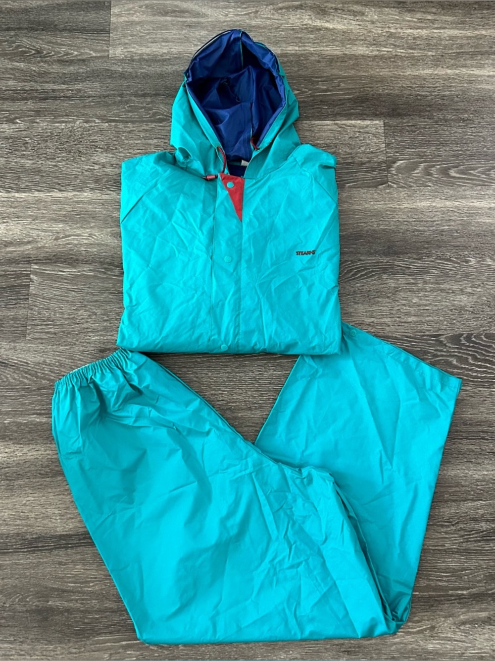 Vintage Stearns Dry Wear Rain Gear Hooded Jacket Pants Outfit Set Men's XXL